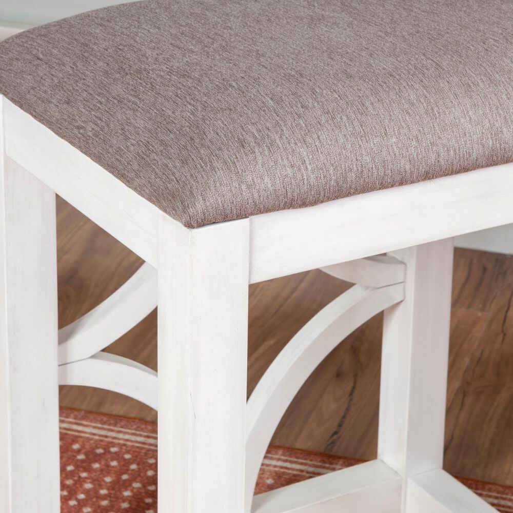 Linon Home Decor Westlee 5-Piece Rectangular Nesting Consoles and Stool Set in White and Light Brown, , large