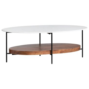Crestview Collection Brewpub Oval Cocktail Table in White and Brown, , large