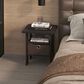 HOMLUX 2-Piece 1-Shelf End Table with Bin Drawer in Dark Walnut, , large