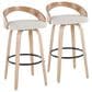 LumiSource Grotto 30" Swivel Barstool with Oat Upholstery in Whitewashed and Black (Set of 2), , large