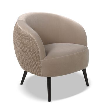 Jennifer Taylor Home London Mid-Century Modern Ruched Barrel Chair in Mink Velvet, , large