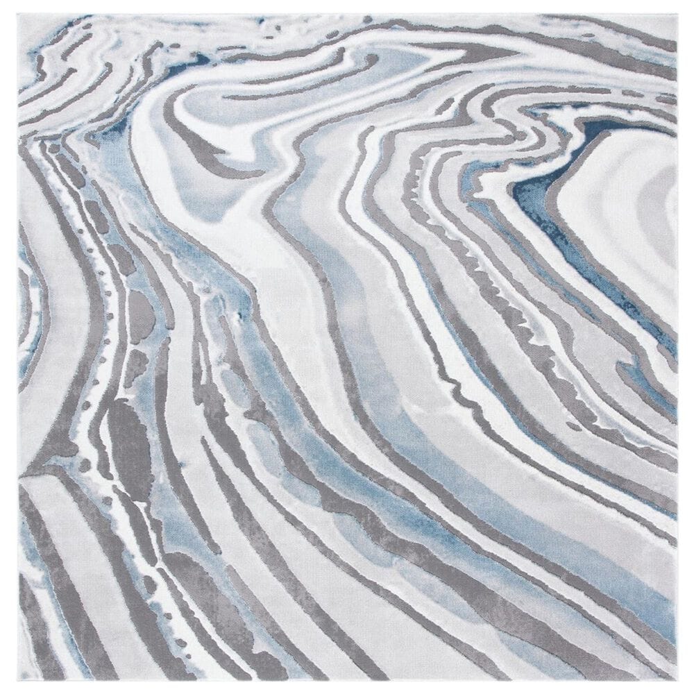 Safavieh Craft CFT843M 6"7" Square Blue and Grey Area Rug, , large