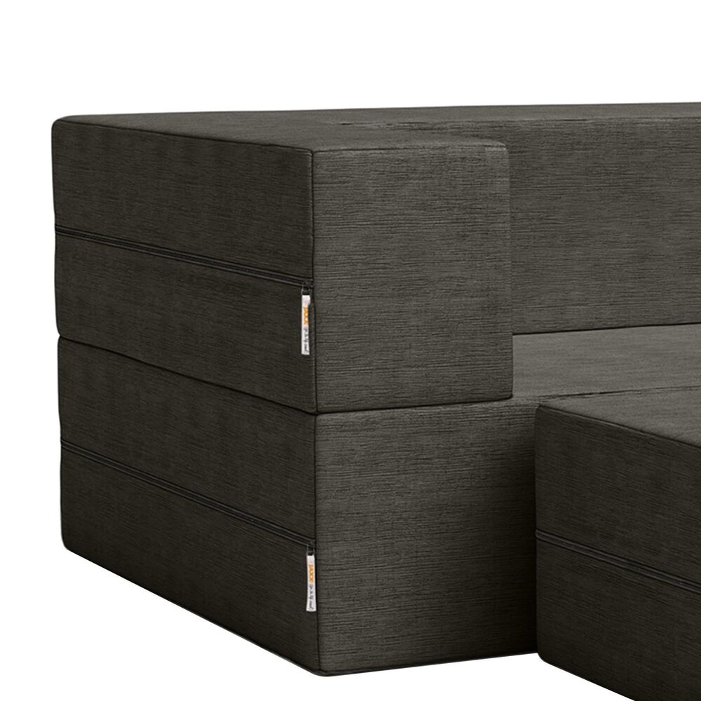Jaxx Zipline 3-Piece Stationary Convertible Sleeper Loveseat in Charcoal Velvet, , large
