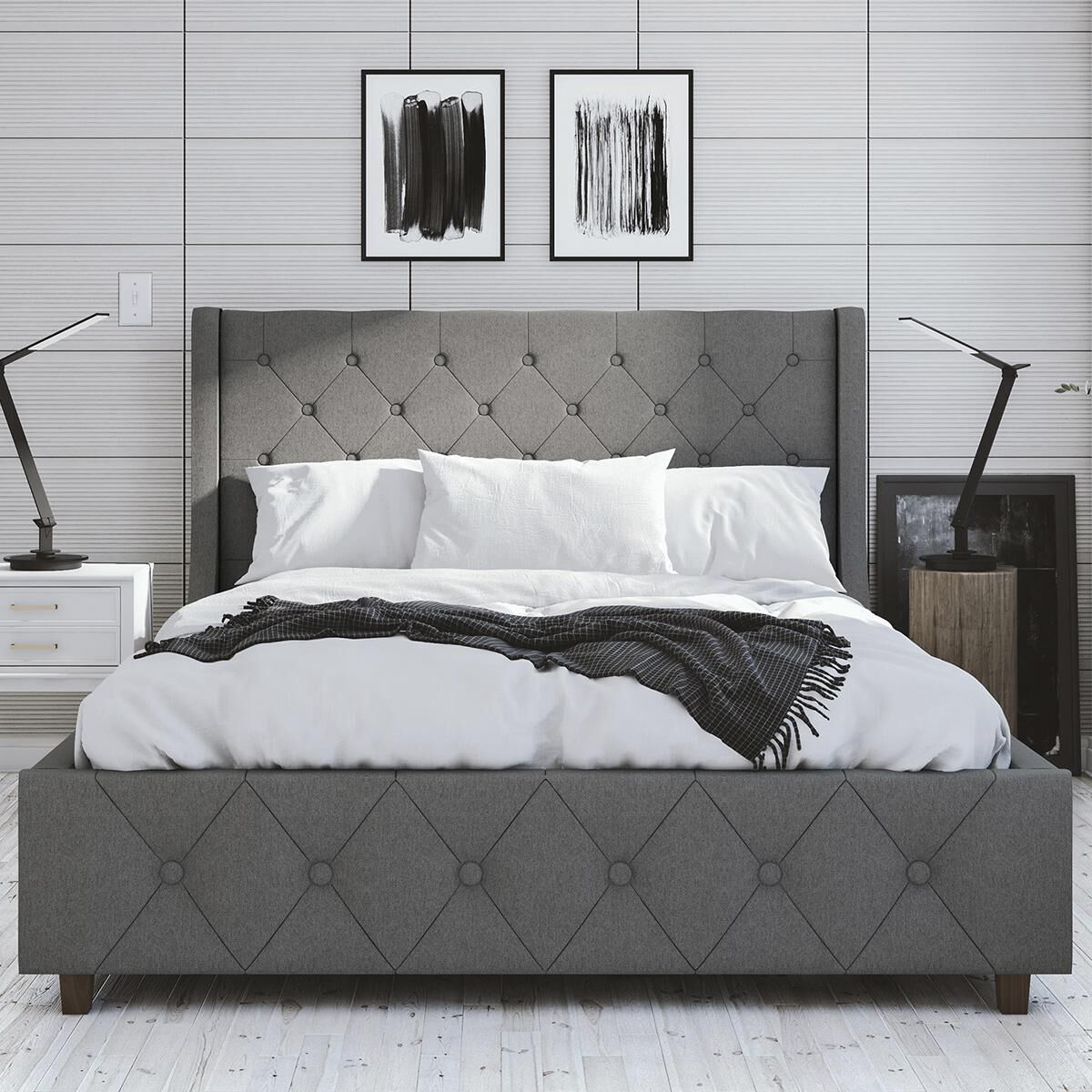 CosmoLiving by Cosmopolitan Mercer Full Upholstered Bed in Light