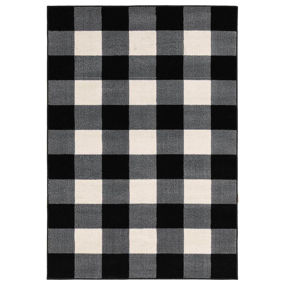 Oriental Weavers Georgia Geometric 678D0 6"7" x 9"2" Black and Ivory Area Rug, , large