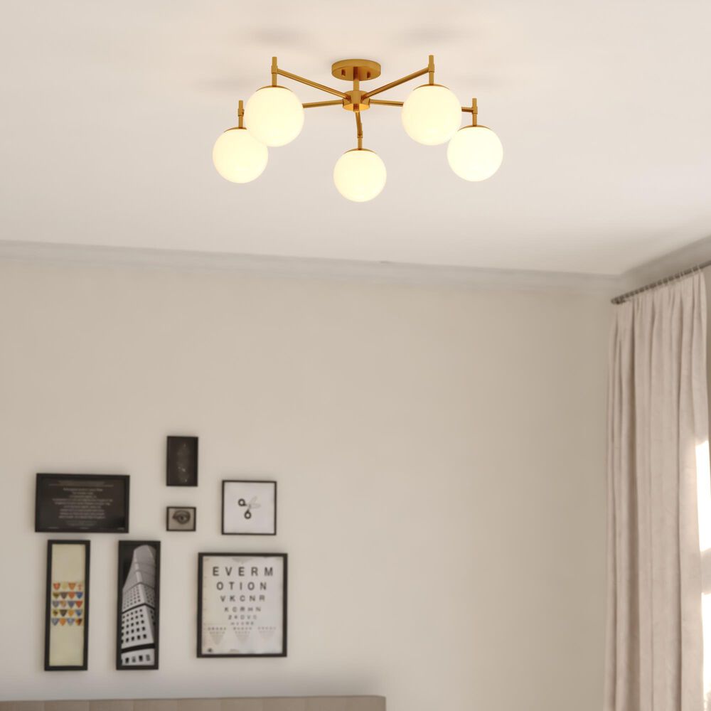 Vaxcel Armitage 5-Light Semi Flush Mount in Muted Brass, , large