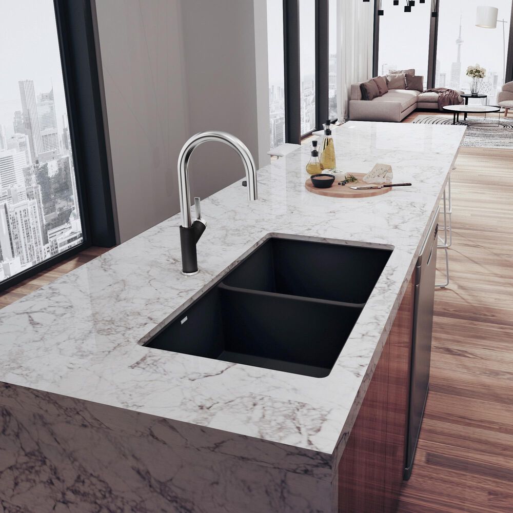 Blanco Precis 30&quot; 50/50 Equal Double Bowl Kitchen Sink in Anthracite, , large