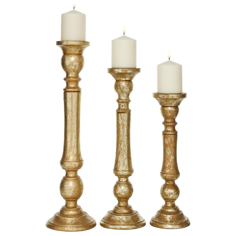Maple and Jade Decorative Candle Holder in Distressed Gold &#40;Set of 3&#41;, , large