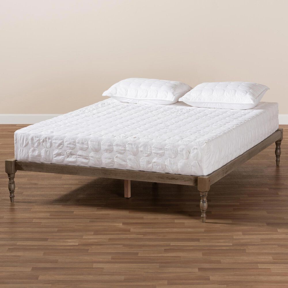 Baxton Studio Iseline King Platform Bed in Antique Grey, , large