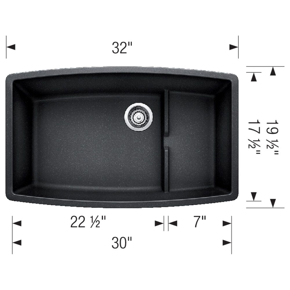 Blanco Performa Cascade Super Single Bowl Kitchen Sink in Volcano Gray, , large