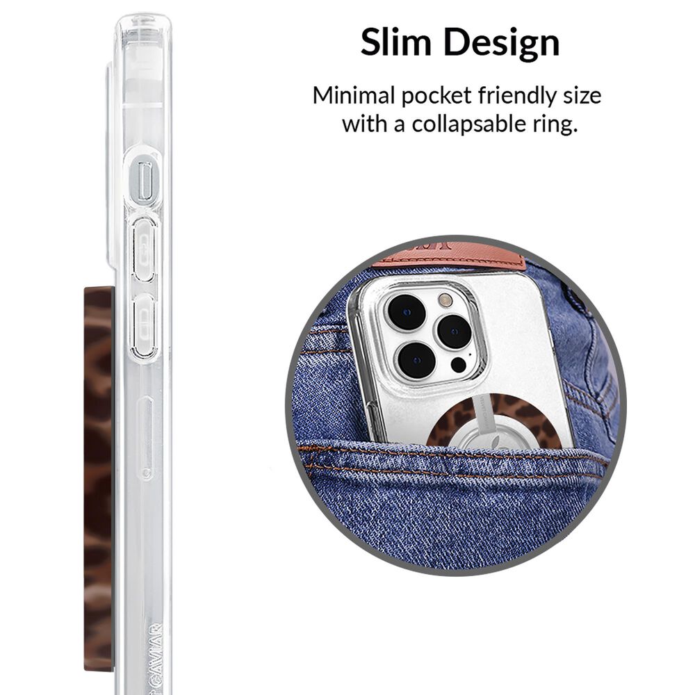 Velvet Caviar MagSafe Phone Grip Ring in It Girl Leopard, , large