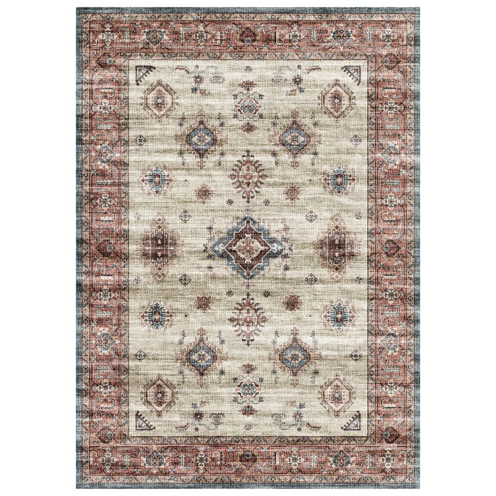 Central Oriental Rugease Raquel 5" x 7" Red and Beige Area Rug, , large