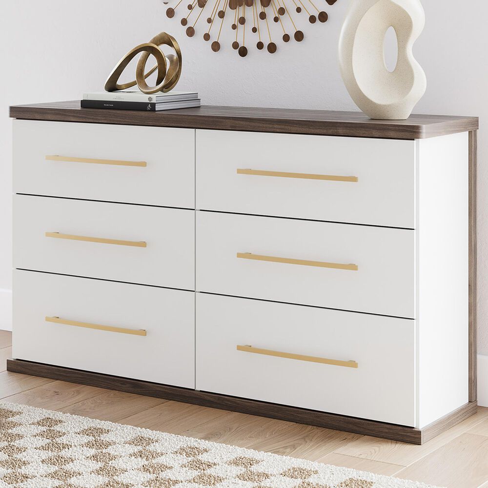 Ashley Kendanport 6-Drawer Dresser in Dark Brown and Matte White, , large