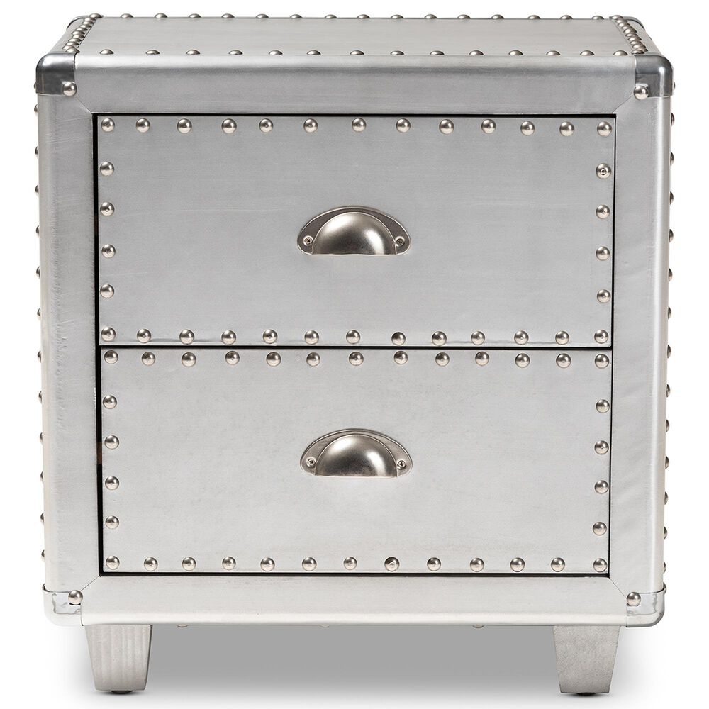 Baxton Studio Davet 2-Drawer End Table in Silver, , large