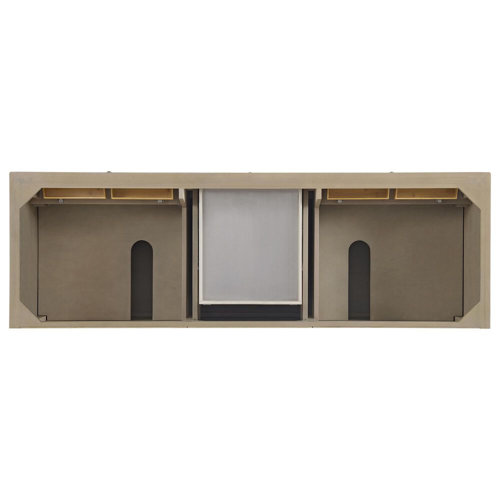 James Martin Vanities Lorelai 72" Double Bathroom Vanity in Whitewashed Oak with 3 cm Eternal Jasmine Pearl Silestone Top, Rectangular Sinks and FreePower Wireless Charger, , large