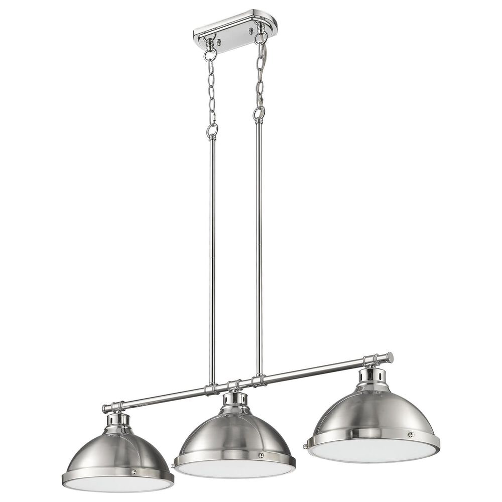 Golden Lighting Duncan 3-Light Pendant with Pewter Shade in Chrome, , large