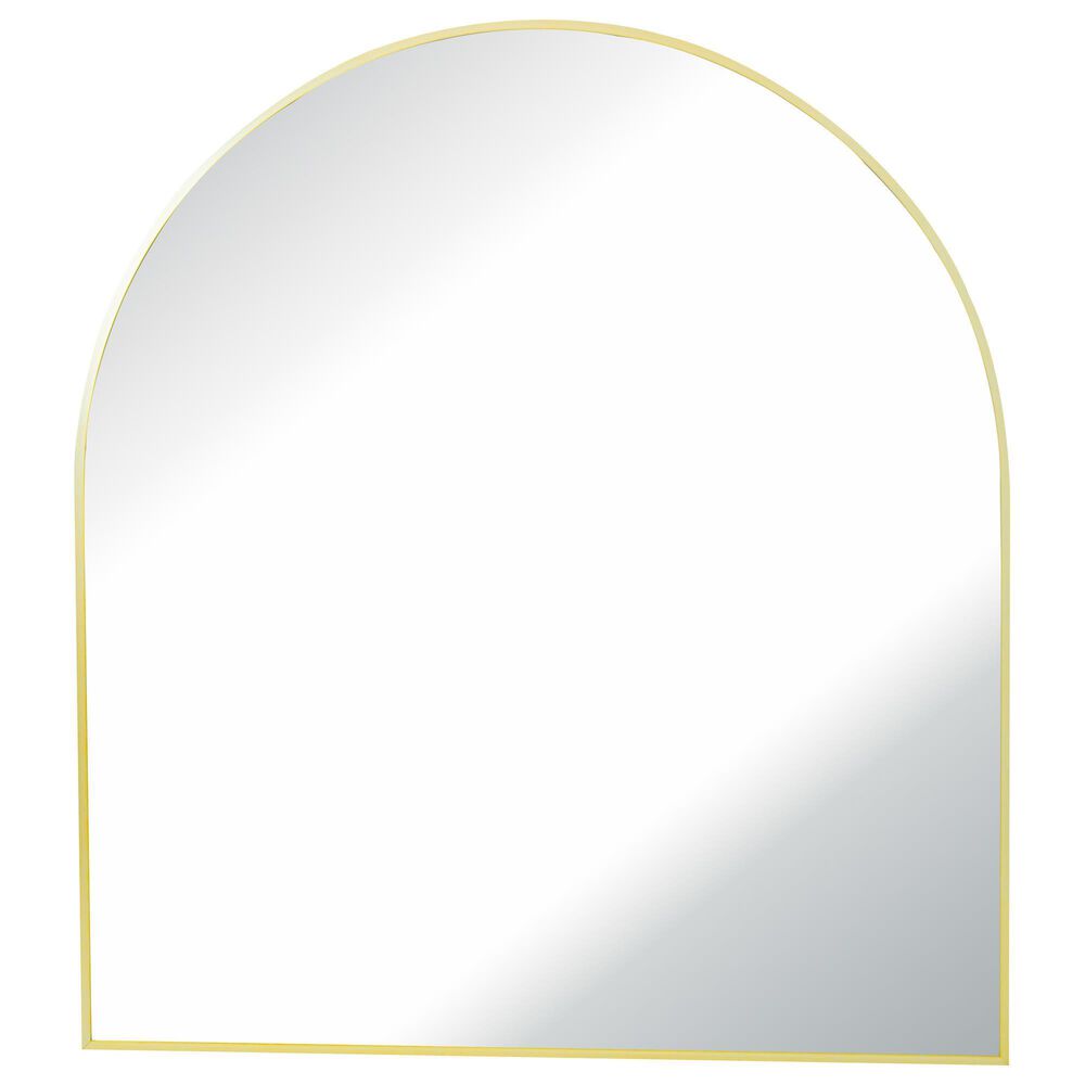 Garber Collection Arched Metal Wall Mirror in Brass, , large