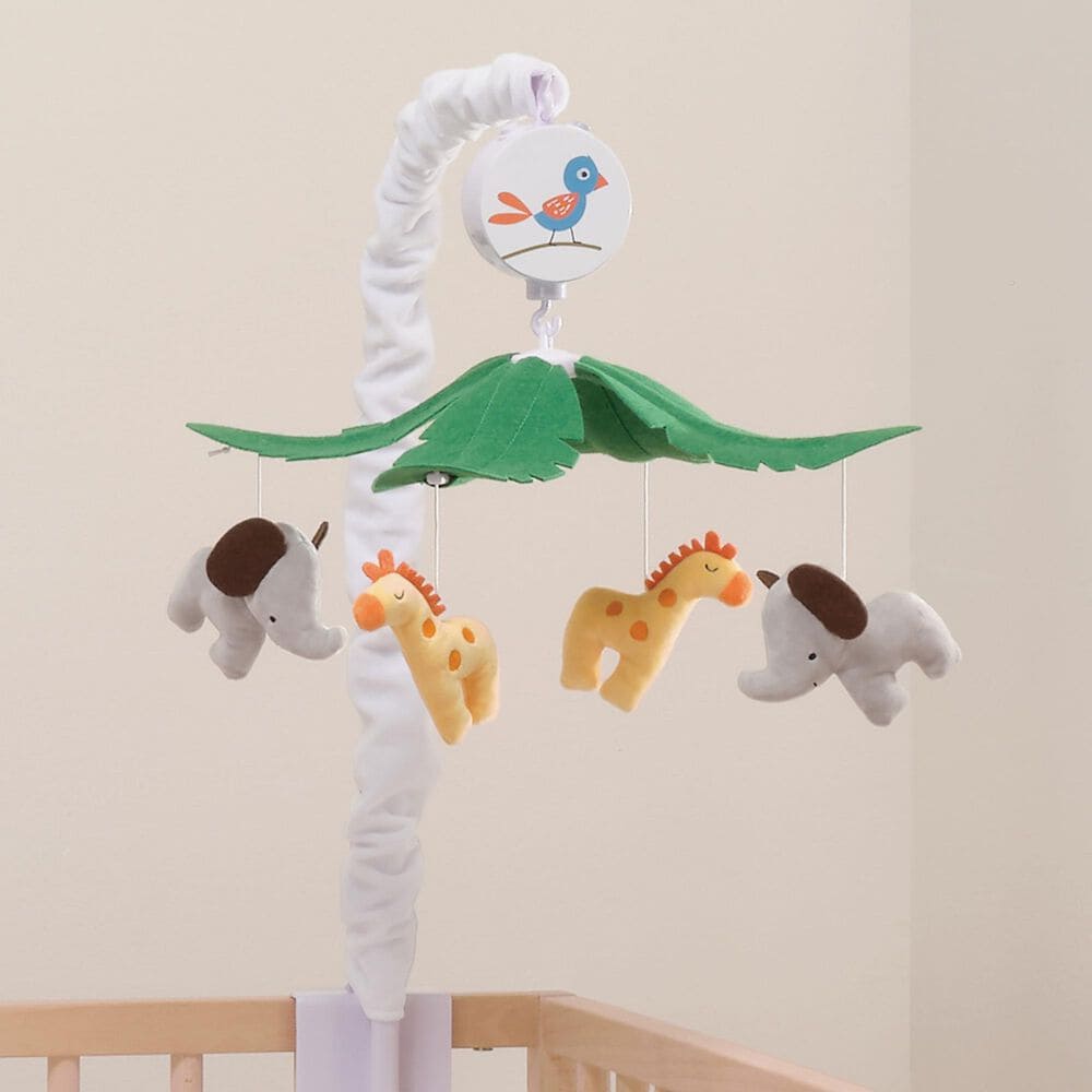 Lambs &amp; Ivy Lollipop Jungle Musical Baby Crib Mobile in Grey, Gold and White, , large