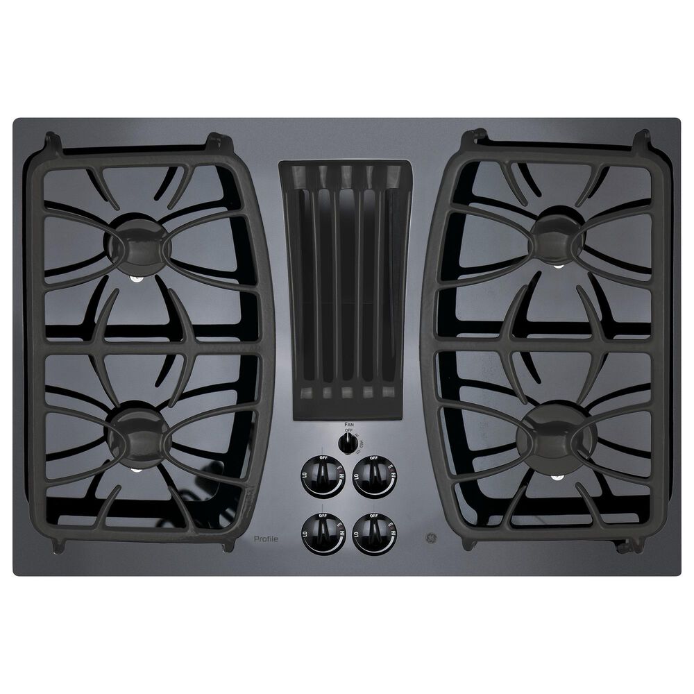 GE Profile 30" Built-In Gas Downdraft Cooktop with Grates in Black, , large