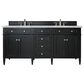 James Martin Vanities Brittany 72" Double Bathroom Vanity in Black Onyx with 3 cm Victorian Silver Quartz Top and Rectangular Sinks, , large