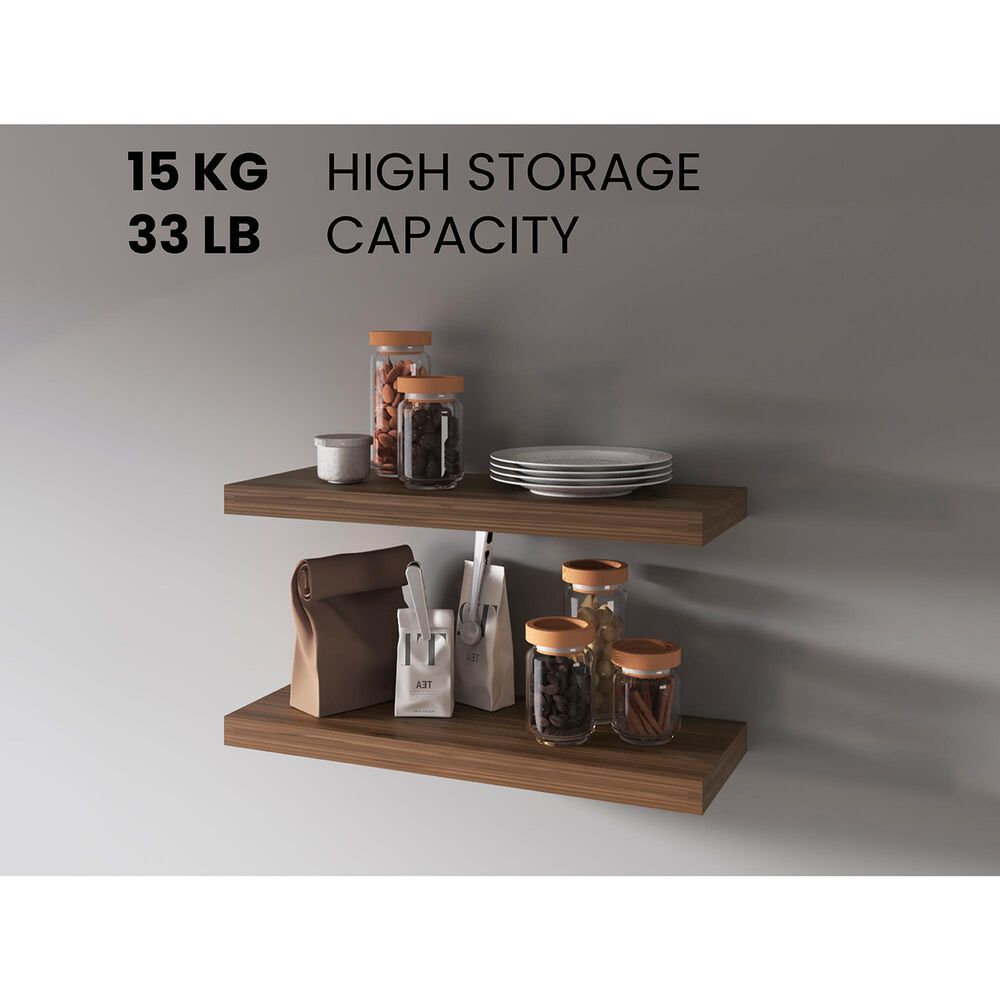 Hearth and Haven Ecco32" Floating Wall Shelf with Concealed Mounting in Dark Oak (Set of 2), , large