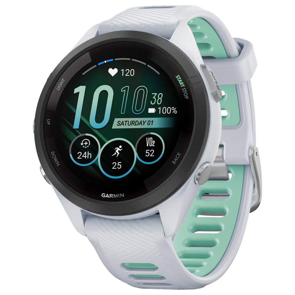 Garmin Forerunner 265S Smartwatch 42mm Black Bezel Whitestone Case with Whitestone and Neo Tropic Silicone Band, , large