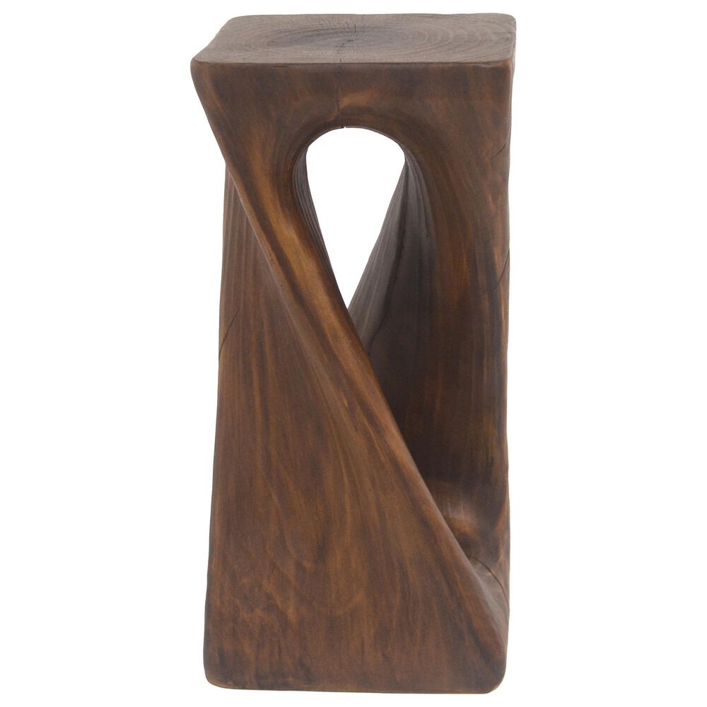 Hearth and Haven Outdoor End Table with Twist Design in Antique Brown, , large