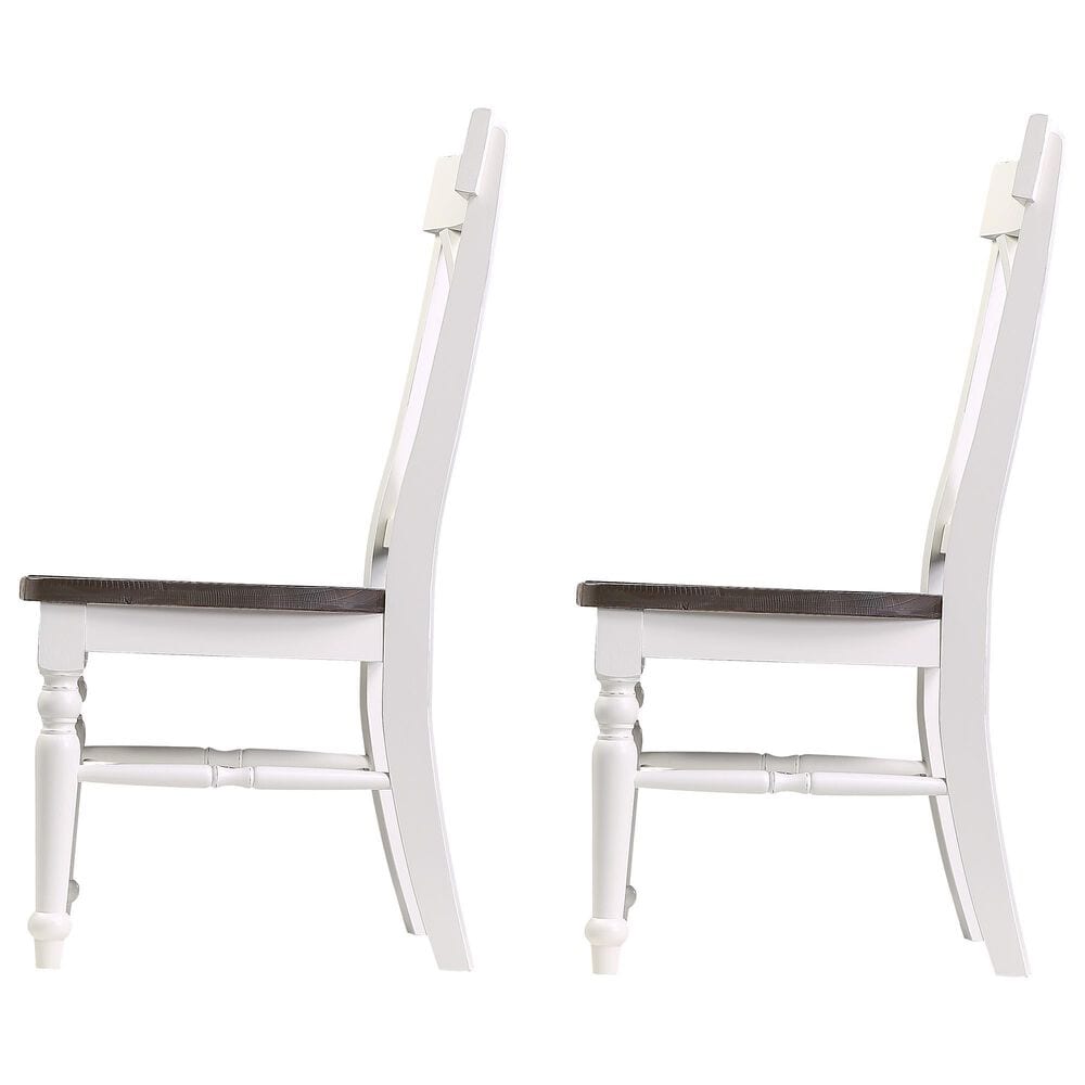 Emerald Home Furnishings Mountain Retreat Side Chair in Dark Mocha and Antique White &#40;Set of 2&#41;, , large