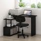 HOMLUX 3-Tier Shelves L-Shape Computer Desk in Americano and Black, , large