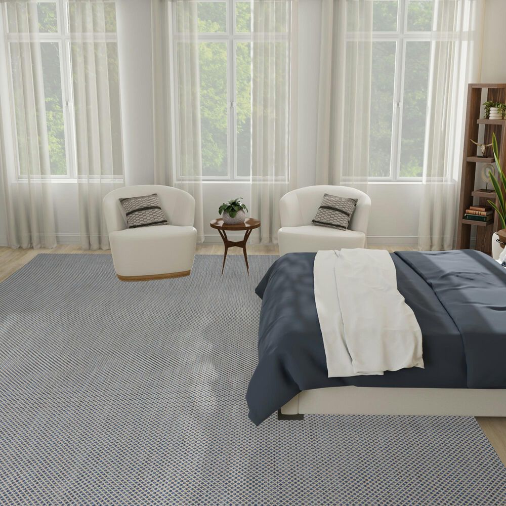 Nourison Courtyard Ivory and Blue 9&#39; x 12&#39; Indoor/Outdoor Area Rug, , large