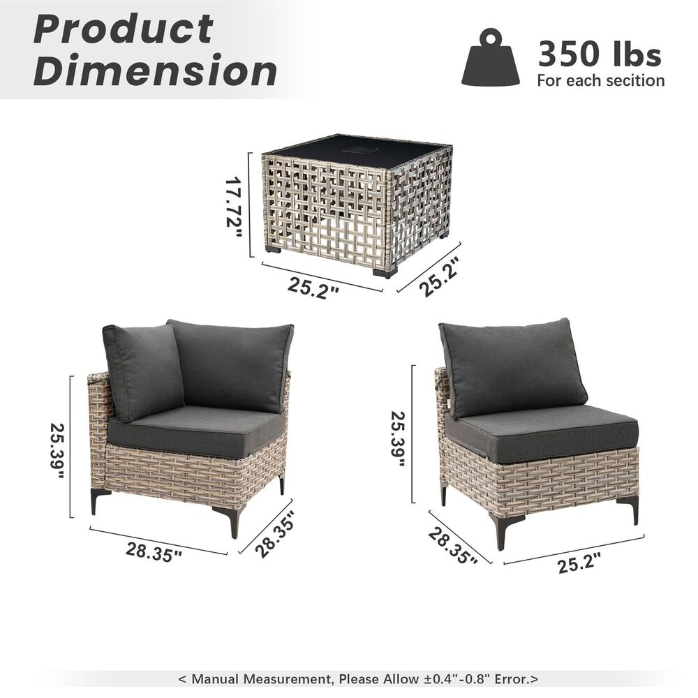 HOMLUX 7-Piece Patio Conversation Set in Black, , large