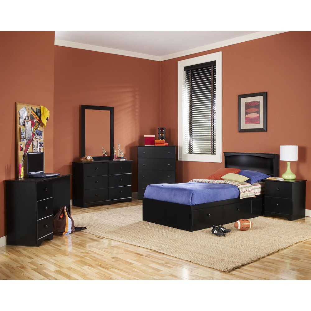 Lemoore Essential Twin Bookcase Headboard in Black, , large