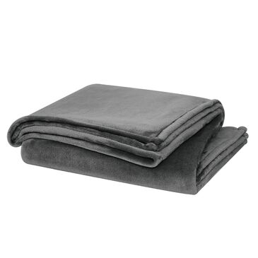 Pem America Cannon Solid Plush Full/Queen Blanket in Grey, , large