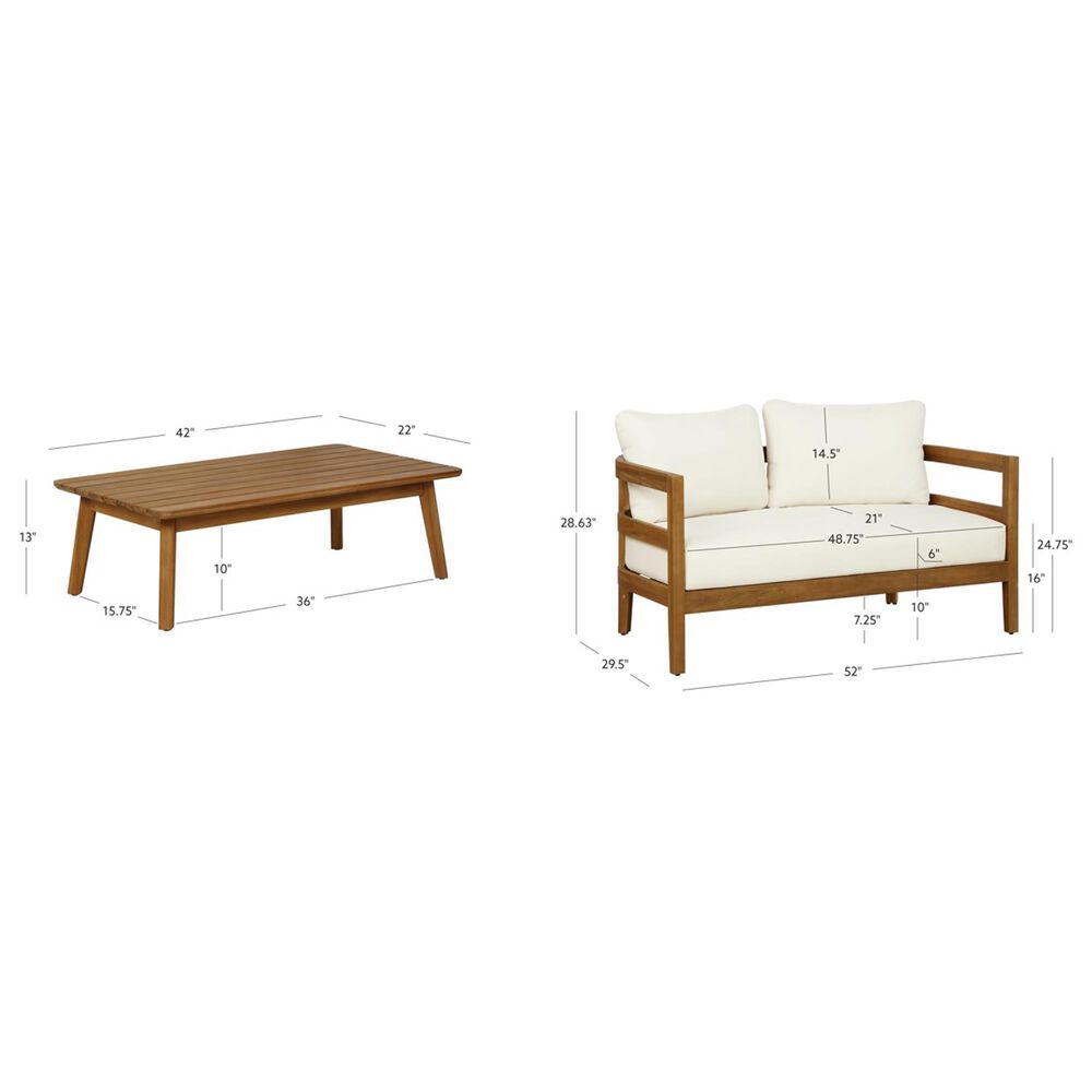Linon Home Decor Breton 2-Piece Outdoor Conversation Set in Brown, , large