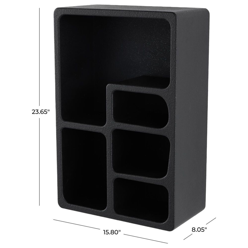 Maple and Jade 16" Wall Shelf with Arched Block Shapes in Black, , large