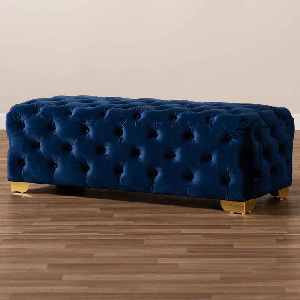 Baxton Studio Avara Bench Ottoman in Royal Blue, , large