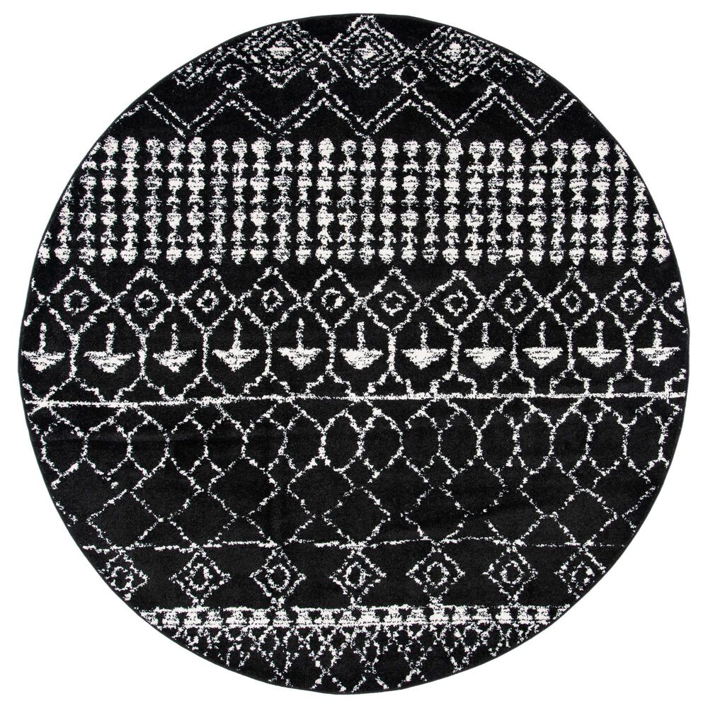 Safavieh Tulum 6"7" Round Black and Ivory Area Rug, , large