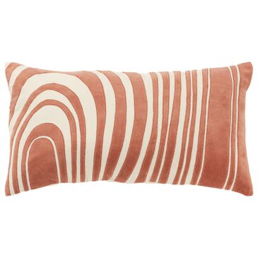 Rizzy Home 14" x 26" Abstract Down Filled Lumbar Pillow in Coral and Natural, , large