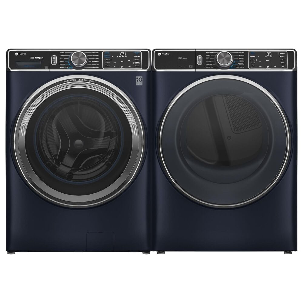 GE Profile 5.3 Cu. Ft. Smart Front Load Washer and 7.8 Cu. Ft. Gas Dryer Laundry Pair in Sapphire Blue, , large