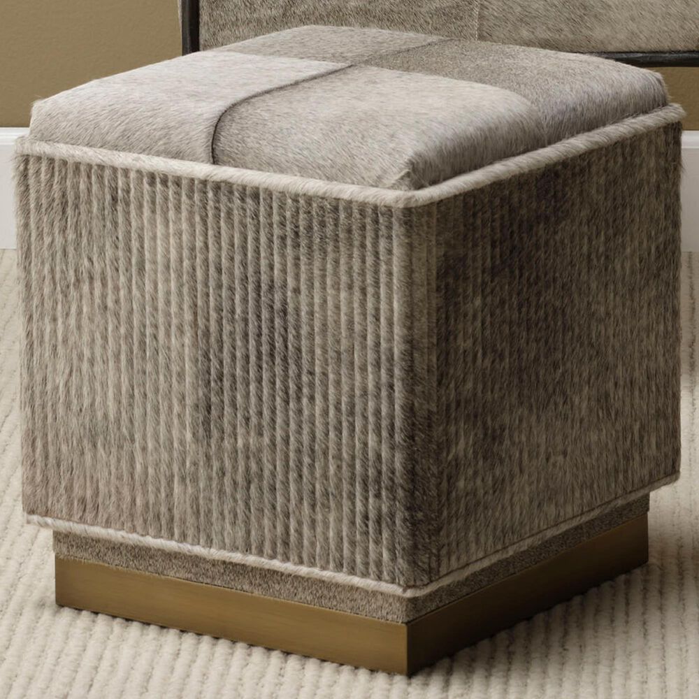 Splendor Living Norwood Hide Ottoman in Grey, , large