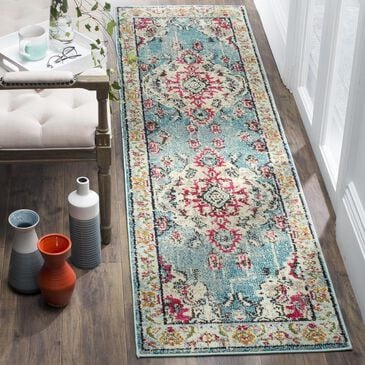 Safavieh Monaco MNC243J-222 2"2" x 22" Light Blue/Fuchsia Runner, , large