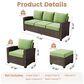 HOMLUX 5-Piece Patio Conversation Set with Brown Wicker in Green, , large