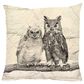 Eric & Christopher American Woodland Owls 20" x 20" Throw Pillow in Natural, , large