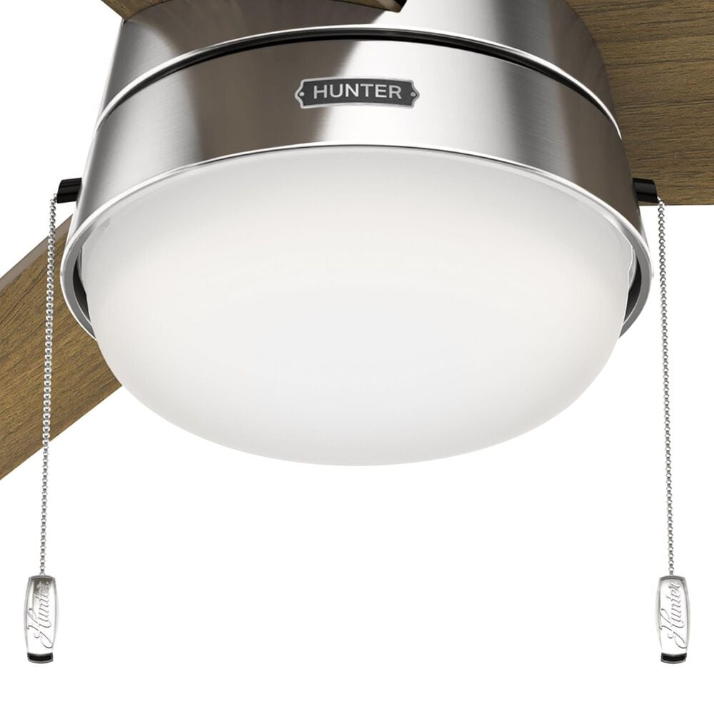Hunter Aker 52&quot; Ceiling Fan with LED Lights in Brushed Nickel, , large