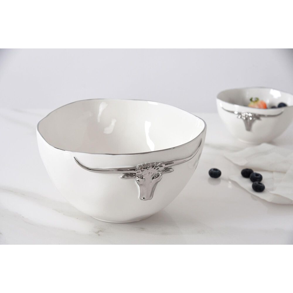 Pampa Bay Longhorns Large Bowl in White and Silver, , large