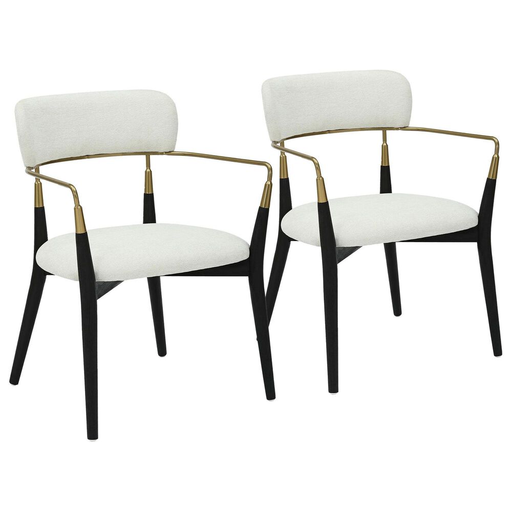 LumiSource Savannah Arm Chair with Cream Cushion in Black and Gold (Set of 2), , large