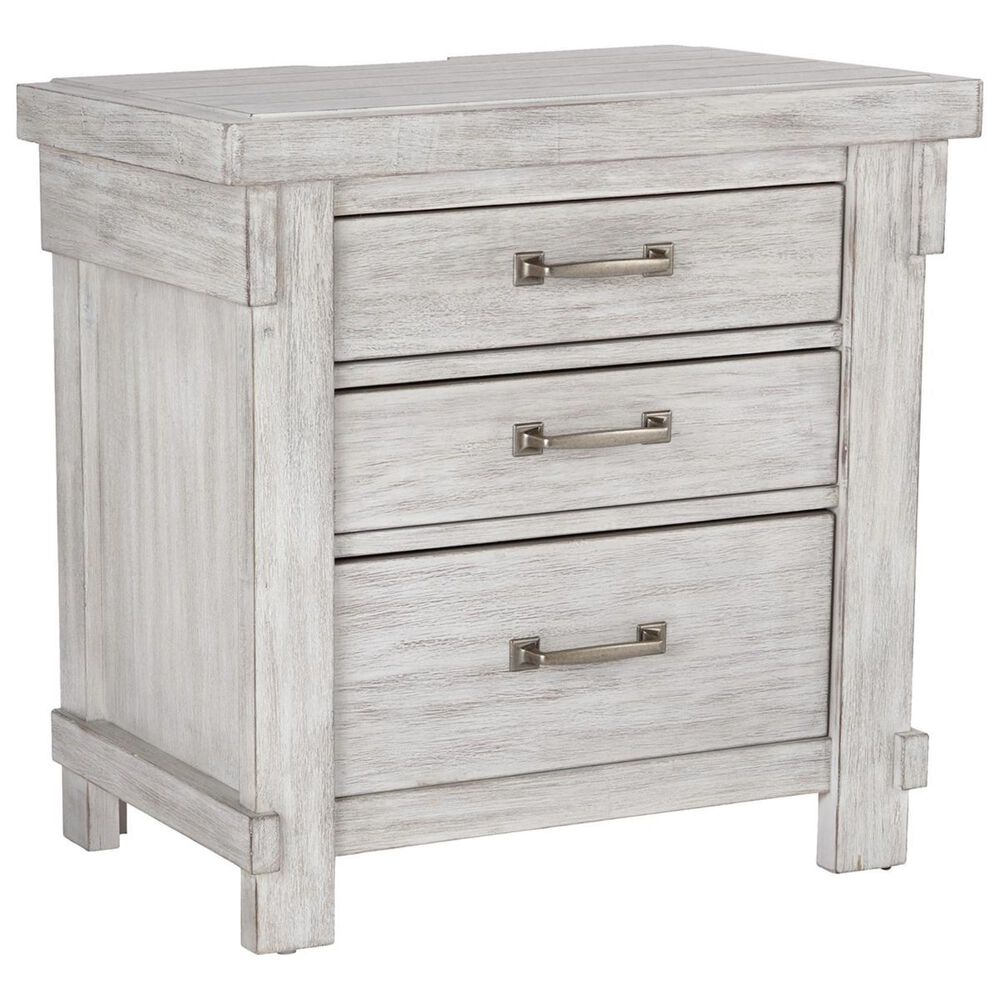 Signature Design by Ashley Brashland 3 Drawer Nightstand in White with USB Ports, , large