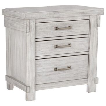 Signature Design by Ashley Brashland 3 Drawer Nightstand in White with USB Ports, , large