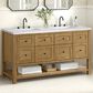 James Martin Vanities Breckenridge 60" Double Bathroom Vanity in Light Natural Oak with 3 cm Arctic Fall Solid Surface Top and Rectangular Sinks, , large