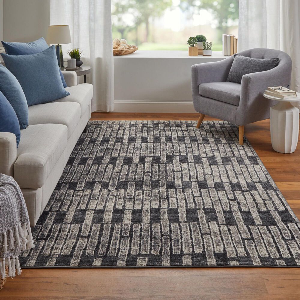 Feizy Kano 5&#39;3&quot; x 7&#39;6&quot; Charcoal Area Rug, , large